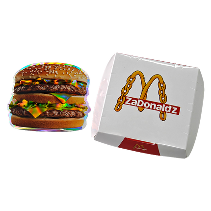 12 Pack Burger Style Zip Seal Pouches with Display Boxes - ZaDonald'z Burger