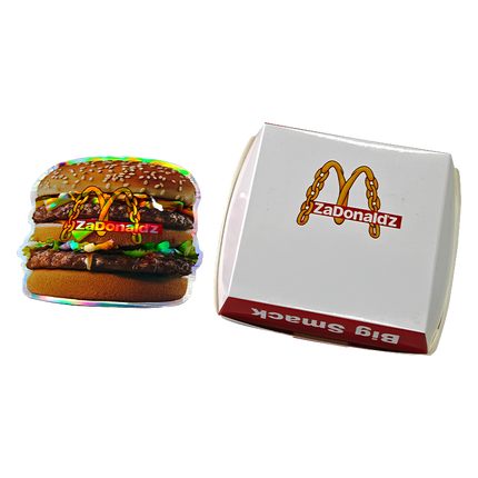 12 Pack Burger Style Zip Seal Pouches with Display Boxes - ZaDonald'z Burger