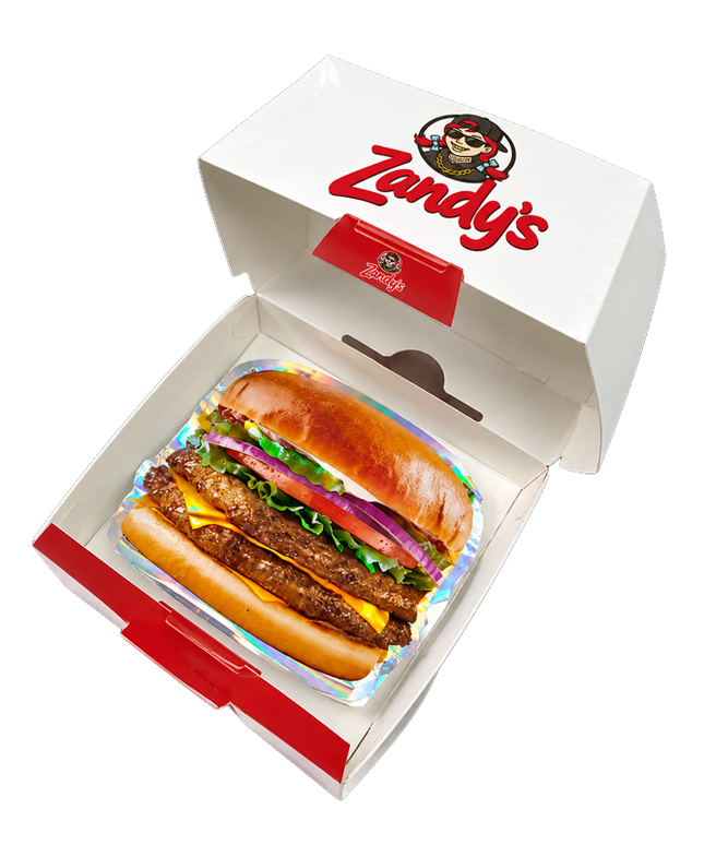12 Pack Burger Style Zip Seal Pouches with Display Boxes - Zandy's Burger