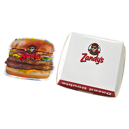 12 Pack Burger Style Zip Seal Pouches with Display Boxes - Zandy's Burger