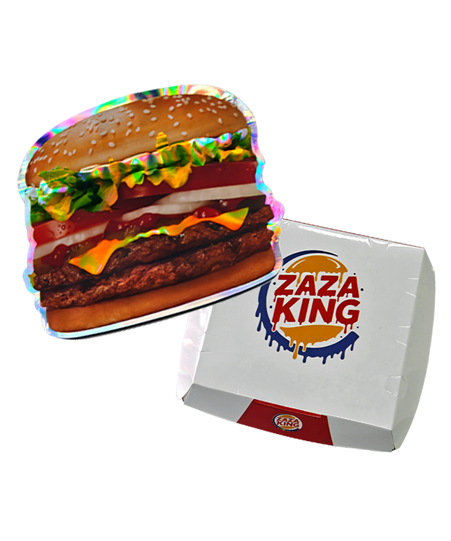12 Pack Burger Style Zip Seal Pouches with Display Boxes - ZaZa King Burger