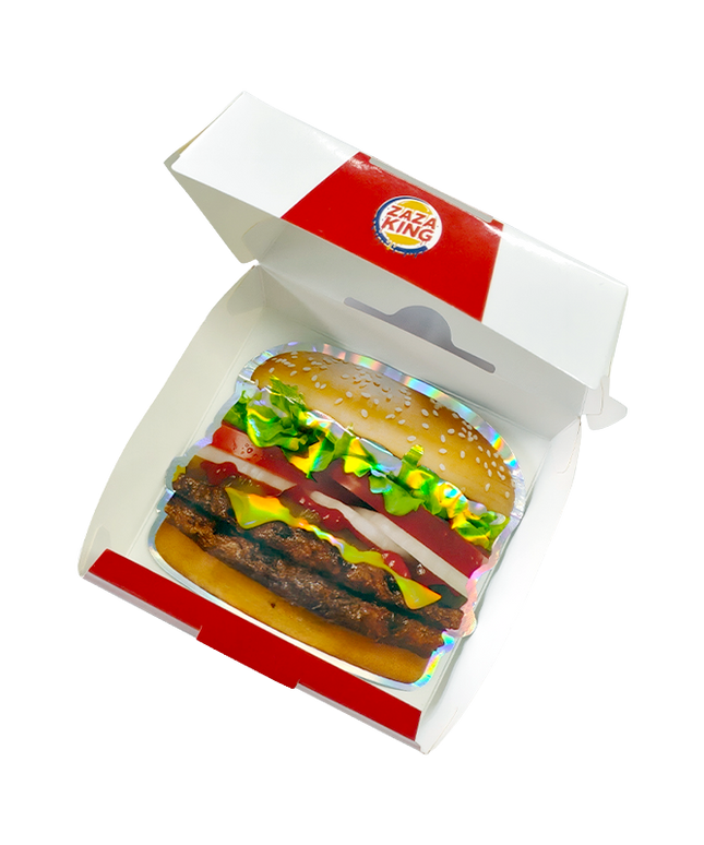 12 Pack Burger Style Zip Seal Pouches with Display Boxes - ZaZa King Burger