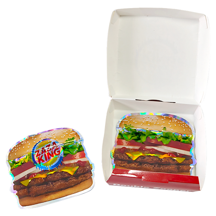 12 Pack Burger Style Zip Seal Pouches with Display Boxes - ZaZa King Burger