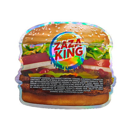 12 Pack Burger Style Zip Seal Pouches with Display Boxes - ZaZa King Burger