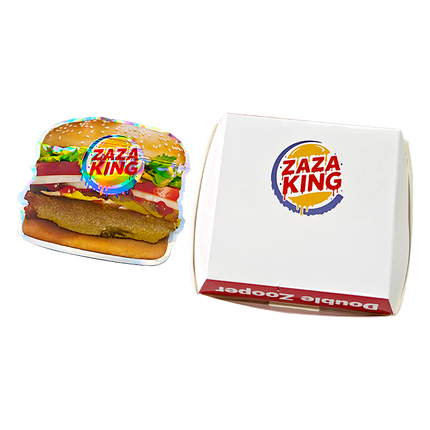 12 Pack Burger Style Zip Seal Pouches with Display Boxes - ZaZa King Burger