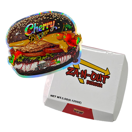12 Pack Burger Style Zip Seal Pouches with Display Boxes - Za-N-Out Cherry Burger