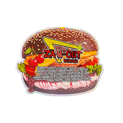 12 Pack Burger Style Zip Seal Pouches with Display Boxes - Za-N-Out Cherry Burger