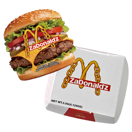 12 Pack Burger Style Zip Seal Pouches with Display Boxes - ZaDonald’z Double Burger