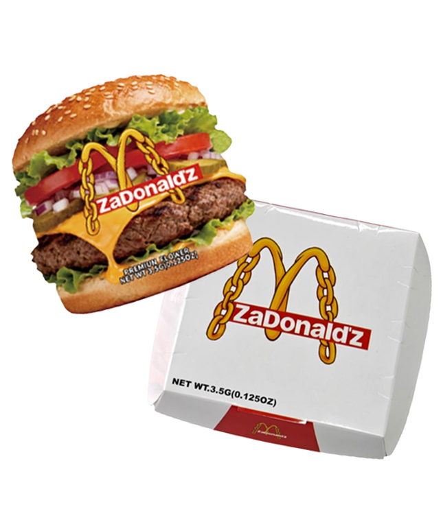 12 Pack Burger Style Zip Seal Pouches with Display Boxes - ZaDonald’z Double Burger