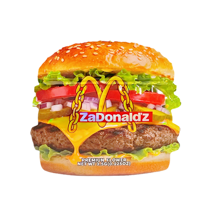 12 Pack Burger Style Zip Seal Pouches with Display Boxes - ZaDonald’z Double Burger