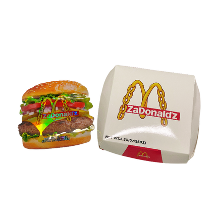 12 Pack Burger Style Zip Seal Pouches with Display Boxes - ZaDonald’z Double Burger