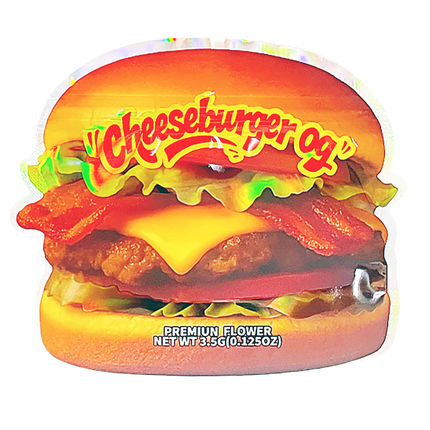 12 Pack Burger Style Zip Seal Pouches with Display Boxes - Zandy's Cheeseburger Og