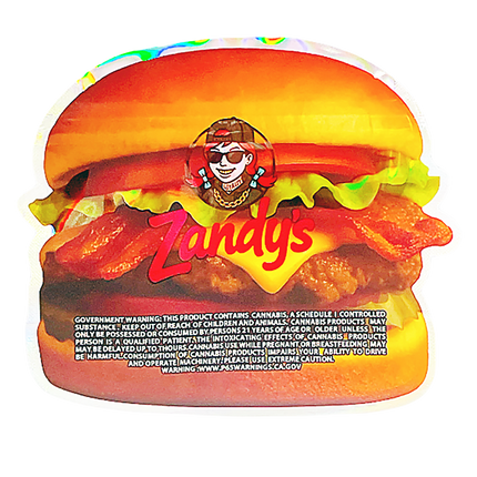 12 Pack Burger Style Zip Seal Pouches with Display Boxes - Zandy's Cheeseburger Og