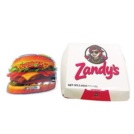 12 Pack Burger Style Zip Seal Pouches with Display Boxes - Zandy's Cheeseburger Og