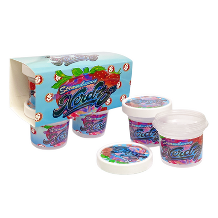 12-Pack Ice Cream Pint Style Containers with Lids & Display Boxes - Strawberry Candy Design