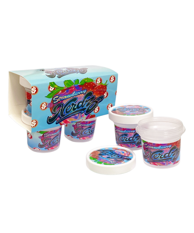12-Pack Ice Cream Pint Style Containers with Lids & Display Boxes - Strawberry Candy Design