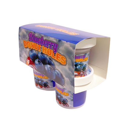 12-Pack Ice Cream Pint Style Containers with Lids & Display Boxes - Blueberry Donut Design