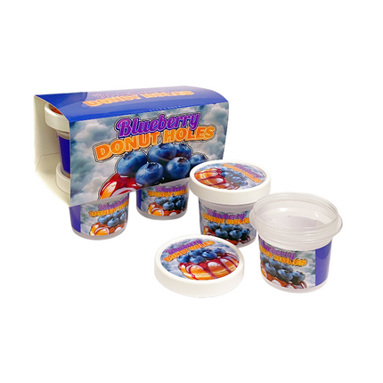 12-Pack Ice Cream Pint Style Containers with Lids & Display Boxes - Blueberry Donut Design