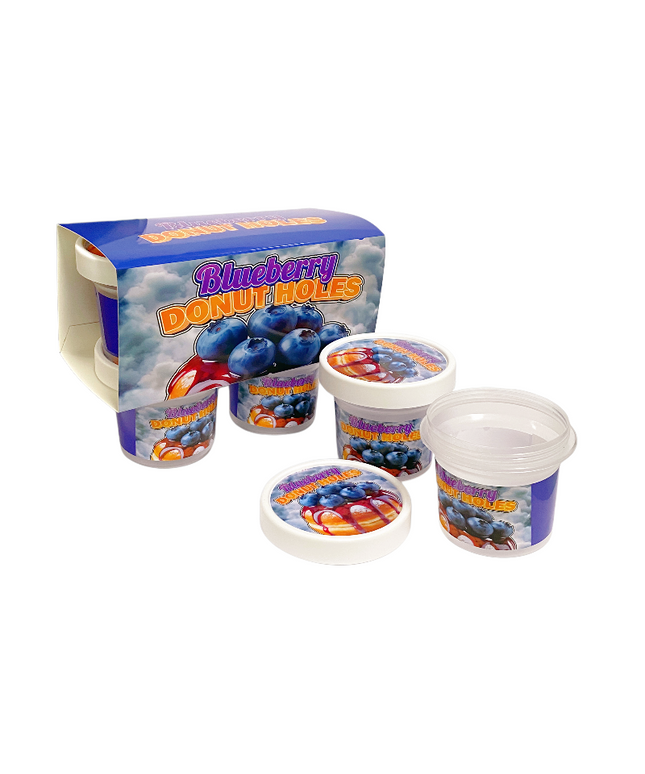 12-Pack Ice Cream Pint Style Containers with Lids & Display Boxes - Blueberry Donut Design