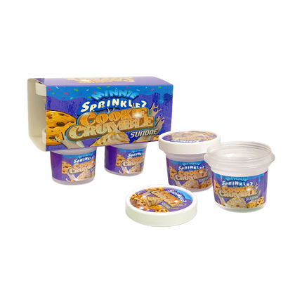 12-Pack Ice Cream Pint Style Containers with Lids & Display Boxes - Cookie Crumble Sundae Design