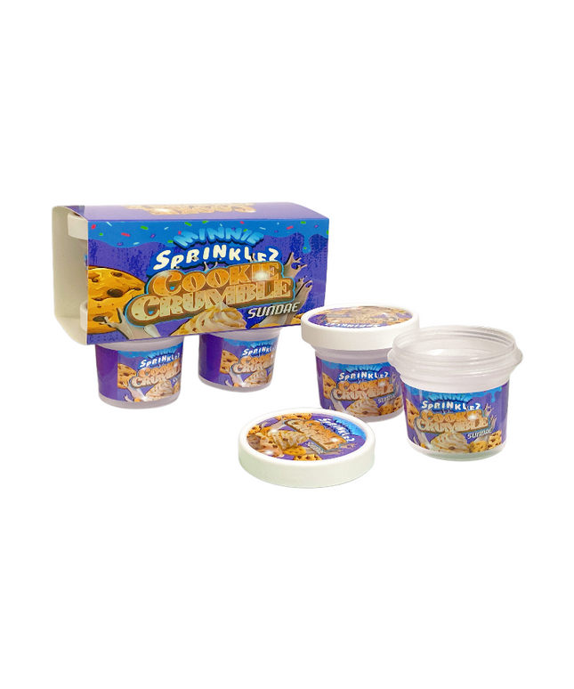 12-Pack Ice Cream Pint Style Containers with Lids & Display Boxes - Cookie Crumble Sundae Design