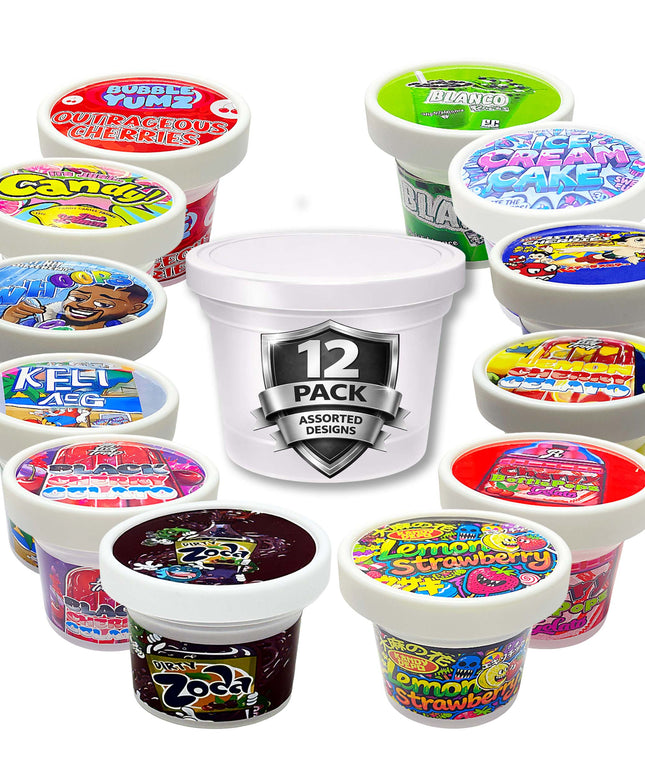 12 Pack 3.5g Premium Ice Cream Pint Style Mystery Retail Packaging Pouches - Assorted Designs