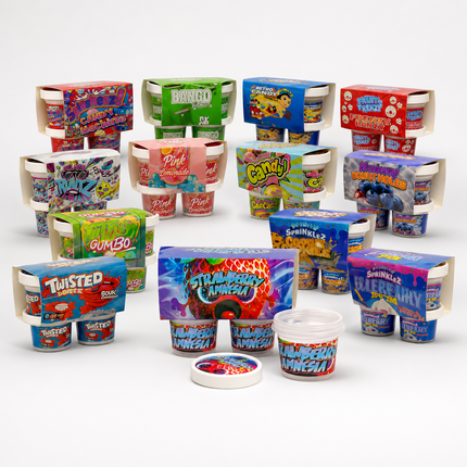 12-Pack Ice Cream Pint Style Containers with Lids & Display Boxes - Gumbo-Inspired Design