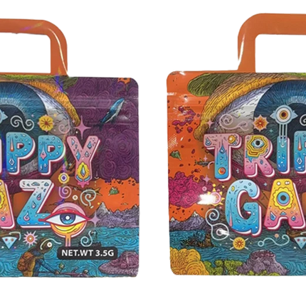 50 Pack 3.5g Handle-Shaped Mylar Bags – Abstract Gaz Design