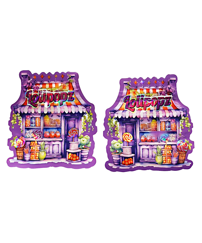 50 Pack 3.5g Shaped Mylar Bags - Lollipop Graphic Design