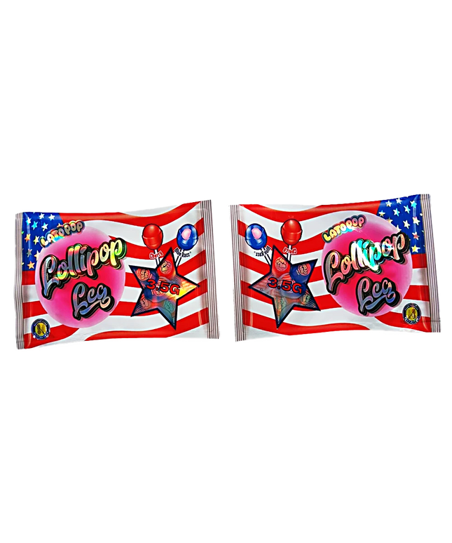 Shaped Mylar bag 3.5g, herb Mylar Bags, Where to buy mylar bags, Custom mylar bags near me, Mylar Bags Wholesale. Two packages of Lollipop Lee candy with American flag design