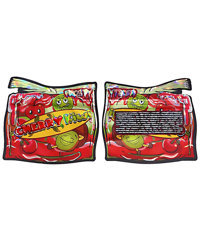50 Pack 3.5g Shaped Mylar Bags - Cherry Kiwi Design