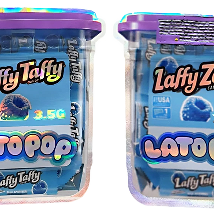 3.5g Candy Taffy Graphic Shaped Mylar Bags - 50 Count