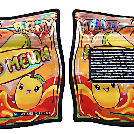 3.5g Mango Melon Shaped Mylar Bags - 50 Count