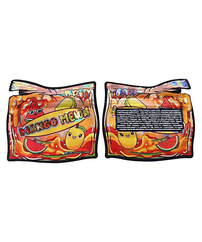 3.5g Mango Melon Shaped Mylar Bags - 50 Count