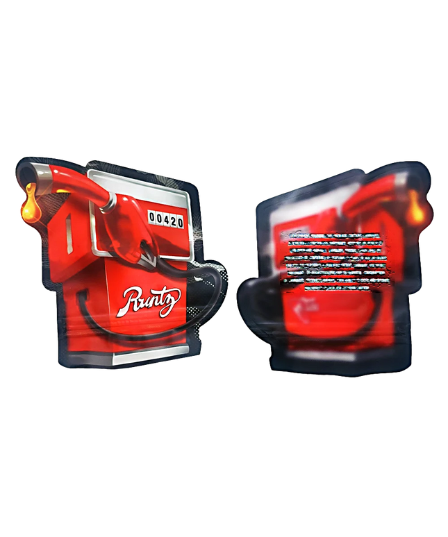 3.5g Fuel Pump Graphic Shaped Mylar Bags - 50 Count