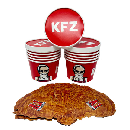 12 Pack - 3.5g Chicken Bucket Mylar Bags & Buckets Set – Novelty Fried Chicken Style Packaging Kit