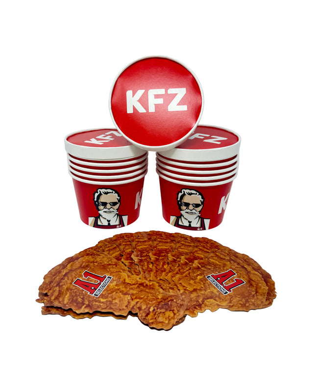 12 Pack - 3.5g Chicken Bucket Mylar Bags & Buckets Set – Novelty Fried Chicken Style Packaging Kit