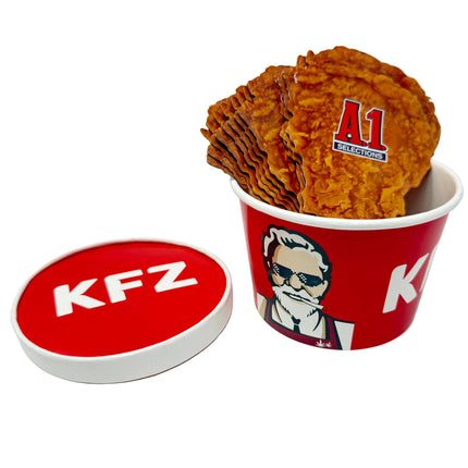 12 Pack - 3.5g Chicken Bucket Mylar Bags & Buckets Set – Novelty Fried Chicken Style Packaging Kit