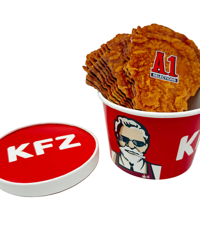 12 Pack - 3.5g Chicken Bucket Mylar Bags & Buckets Set – Novelty Fried Chicken Style Packaging Kit