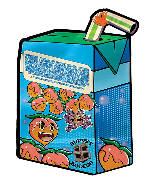 Mylar Bag Cartoon-style juice box with peach design and colorful packaging