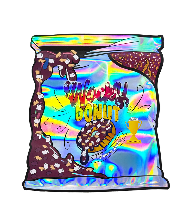 50 Pack 28g Die-Cut Foil Storage Pouches - Donut-Inspired Design