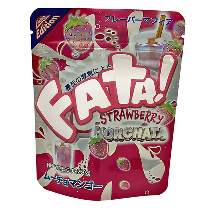 50 Pack 3.5g Mylar Bags – Strawberry Horchata Design