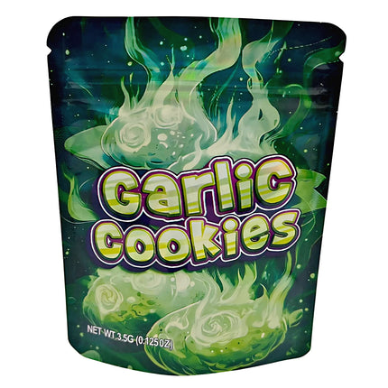 50 Pack 3.5g Mylar Bags – Garlic Cookie Design