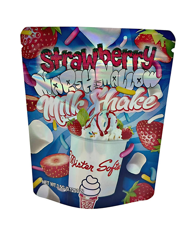 3.5G Mylar Bags, herb Mylar Bags, Where to buy mylar bags, Custom mylar bags near me, Mylar Bags Wholesale. Duster Softee strawberry marshmallow milkshake package with colorful design