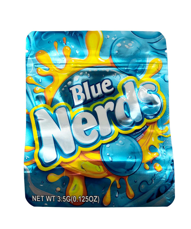 50 Pack 3.5g Blue Candy Design Mylar Bags