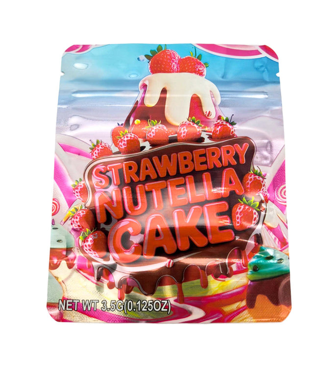 50 Pack 3.5g Strawberry Hazelnut Cake Mylar Bags