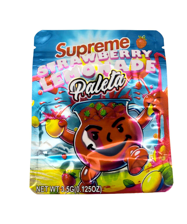 50 Pack 3.5g Supreme Strawberry Lemonade Paleta Mylar Bags