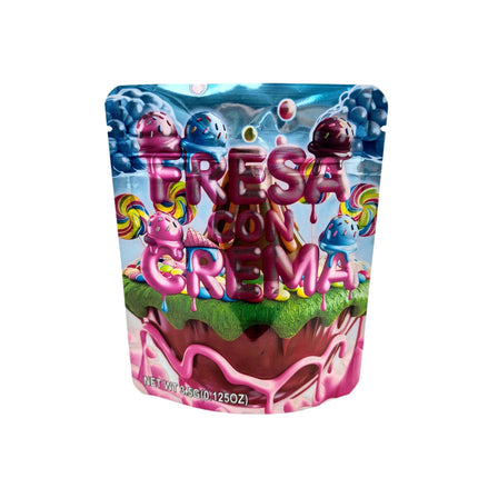 50 Pack 3.5g Fresa Con Crema Mylar Bags