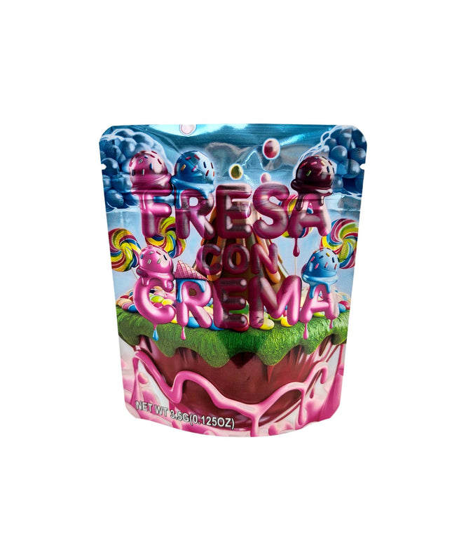 50 Pack 3.5g Fresa Con Crema Mylar Bags