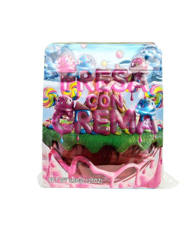 50 Pack 3.5g Fresa Con Crema Mylar Bags